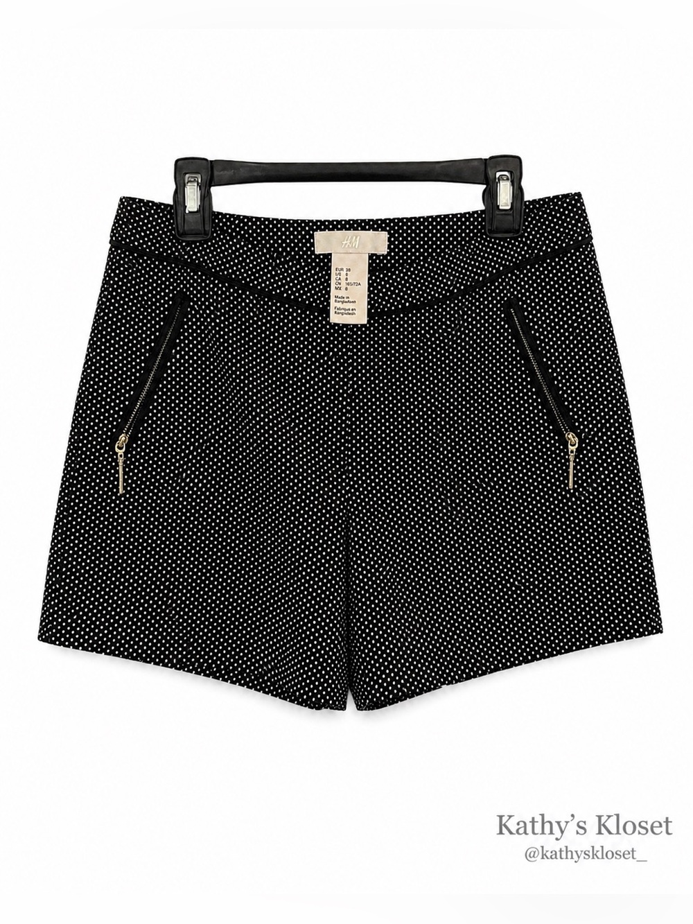H&M Navy Blue & White Polka Dot High-Waist Women's Shorts